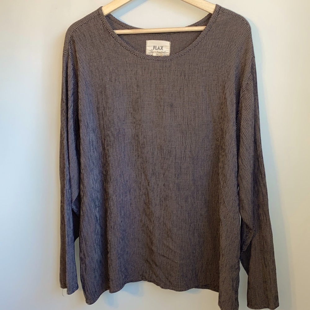 flax by jeanne Engelhard gingham top SZ M